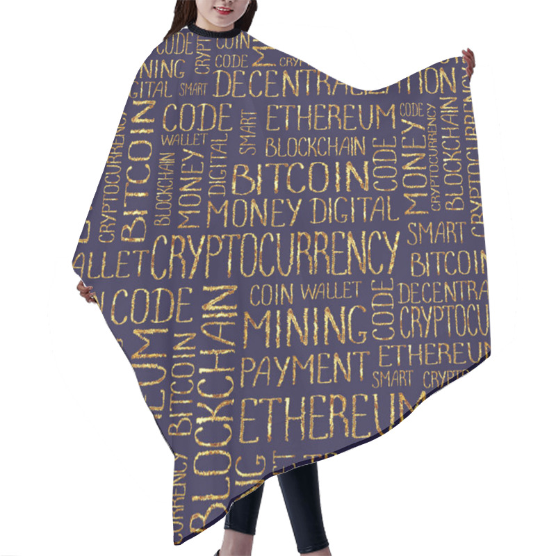 Personality  Cryptocurrency concept tag words pattern hair cutting cape