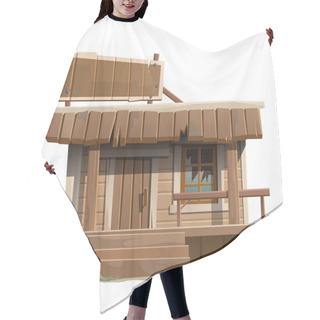 Personality  Old Abandoned Wooden House With Sign Hair Cutting Cape