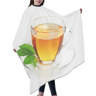 Personality  Cup With Tea And Green Leaf Hair Cutting Cape