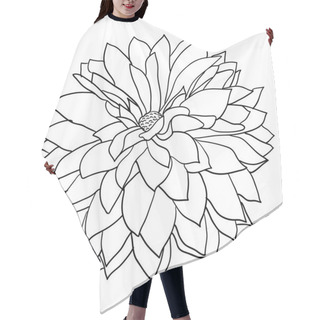 Personality  Beautiful Monochrome Sketch, Black And White Dahlia Flower Isolated Hair Cutting Cape