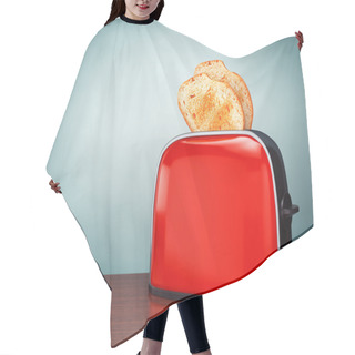 Personality  Old Style Photo. Toast Popping Out Of Vintage Red Toaster  Hair Cutting Cape