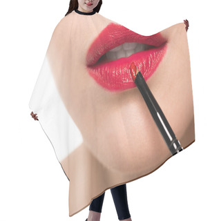 Personality  Sensual Girl With Red Lips  Hair Cutting Cape
