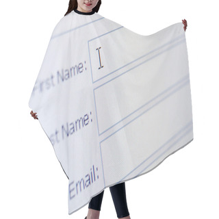 Personality  Close Up Of Sign Up Form Hair Cutting Cape