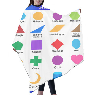Personality  Set Of 2D Shapes Vocabulary In English With Their Name Clip Art Collection For Child Learning, Colorful Geometric Shapes Flash Card Of Preschool Kids, Simple Symbol Geometric Shapes For Kindergarten Hair Cutting Cape