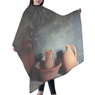 Personality  Still Life With Old Pottery Hair Cutting Cape