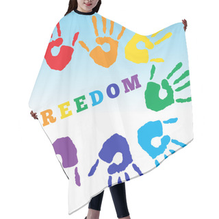 Personality  Rainbow Hand Prints Hair Cutting Cape
