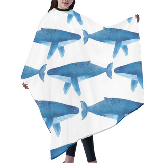 Personality  Humback Whale. Seamless Watercolor Pattern Hair Cutting Cape