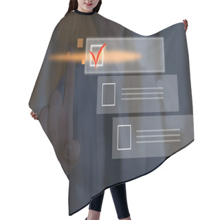 Personality  Hand Pen Check Checking Red Mark Empty Square Rectangular Shapes Digital Screen Showing And Prioritizing The Most Important. Checklist Ticking Remark The Things To Do List. Hair Cutting Cape