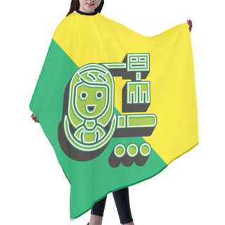 Personality  Audience Green And Yellow Modern 3d Vector Icon Logo Hair Cutting Cape