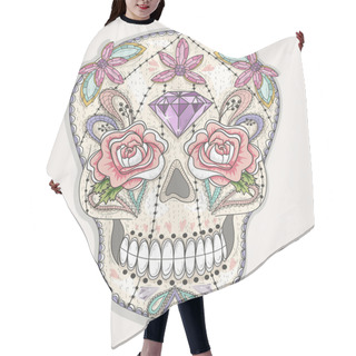 Personality  Cute Mexican Skull. Colorful Skull With Flower, Gem, Hearts Hair Cutting Cape