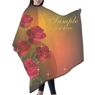 Personality  Valentine's Day Card. Beauty Red Roses Hair Cutting Cape