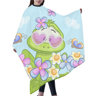 Personality  Cute  Frog With Flowers Hair Cutting Cape