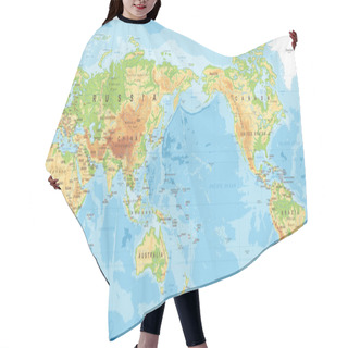 Personality  Political Physical Topographic Colored World Map Pacific Centered Hair Cutting Cape