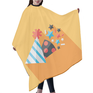 Personality  Birthday Party Hat Flat Icon With Long Shadow,eps10 Hair Cutting Cape