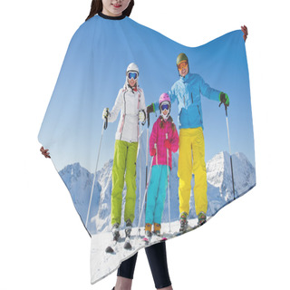 Personality  Skiing, Winter Fun - Happy Skiers On Ski Holiday Hair Cutting Cape