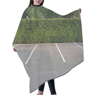 Personality  Empty Parking Lot With Foliage Wall In The Background Hair Cutting Cape