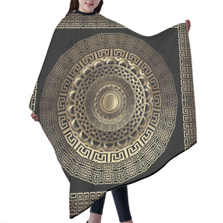 Personality  Gold 3d Round Mandala Pattern And Square Frame. Abstract Vector Background. Modern Backdrop With Structured Lines, Circles, Flowers. Decorative Tribal Ethnic Style Ornaments. Luxury Surface Design. Hair Cutting Cape