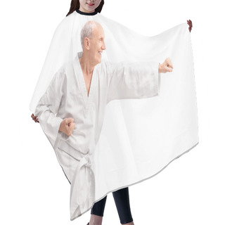 Personality  Old Man In Kimono Practicing Karate Hair Cutting Cape