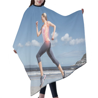 Personality  Jogging Woman On Beach Hair Cutting Cape