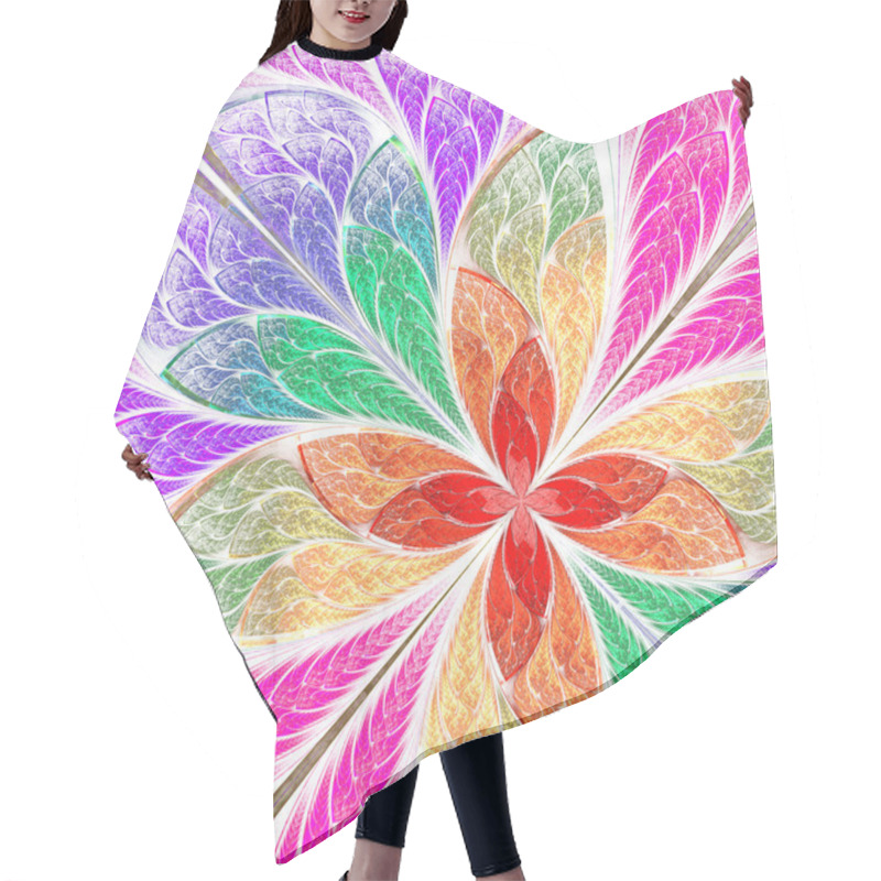 Personality  Beautiful multicolored fractal flower in stained glass window st hair cutting cape