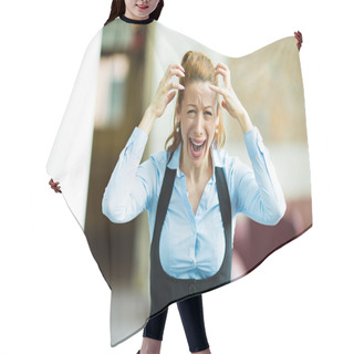 Personality  Stressed Businesswoman Hair Cutting Cape