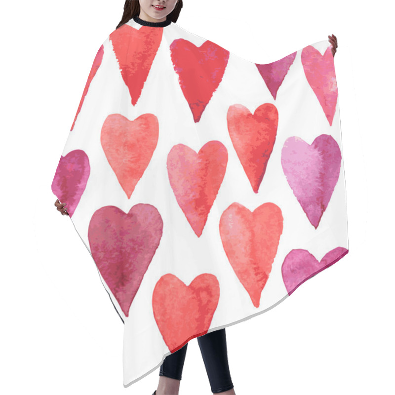 Personality  Set Of Hearts Painted By Watercolor Hair Cutting Cape