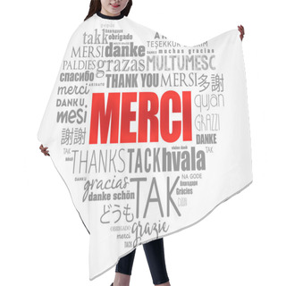 Personality  Merci (Thank You In French) Love Heart Word Cloud In Different Languages Hair Cutting Cape