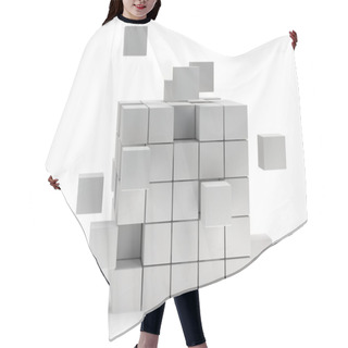 Personality  Cubes Block. Assembling Concept. On White. Hair Cutting Cape