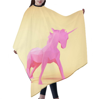 Personality  Pink Unicorn Mythical Fantasy Creature Cool Studio Fun With Yellow Beige Background 3d Illustration Render Hair Cutting Cape