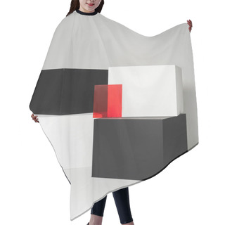 Personality  Black And White Cubes Near Red Glass On Grey Background Hair Cutting Cape