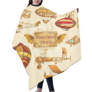 Personality  Vintage Aviation Sketch Hair Cutting Cape
