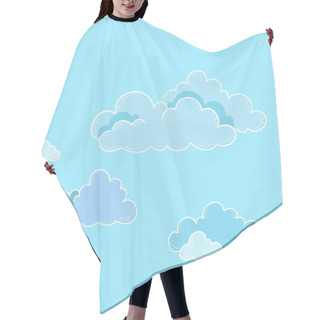 Personality  Cartoon Sky And Clouds. Vector Illustration. Hair Cutting Cape
