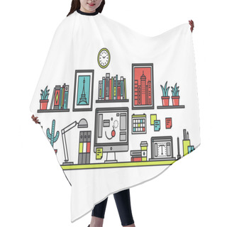 Personality  Interface Designer Desk Illustration Hair Cutting Cape