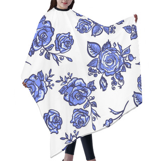 Personality  Pattern Blue Rose Hair Cutting Cape