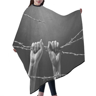 Personality  Hand Behind Barbed Wire Hair Cutting Cape