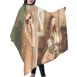 Personality  Bohemian Women Holding Flowers  Hair Cutting Cape