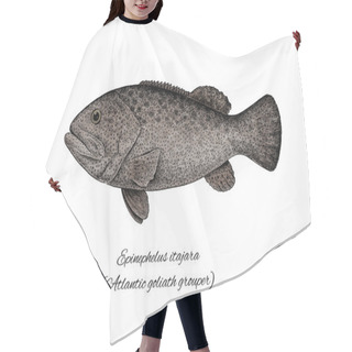 Personality  Grouper Goliath. Colorful Ink Style Fish Collection Hair Cutting Cape