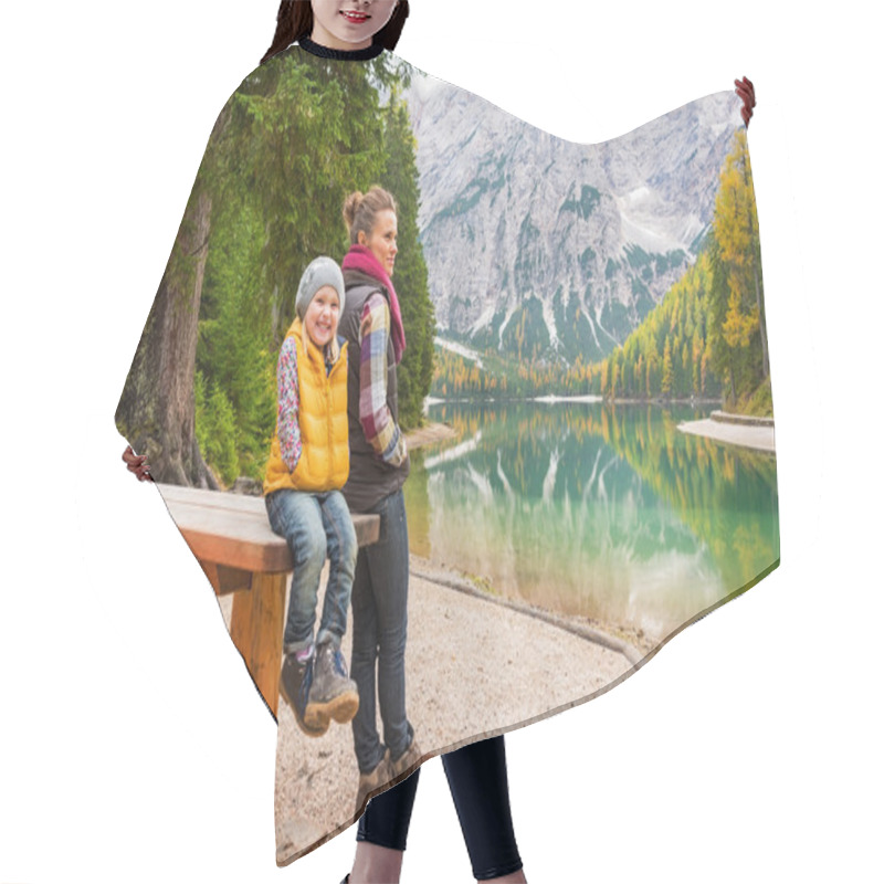 Personality  Portrait Of Mother And Baby On Lake Braies In South Tyrol, Italy Hair Cutting Cape