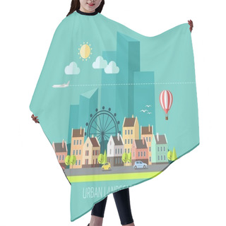 Personality  Flat Design City Landscape. Hair Cutting Cape