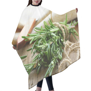 Personality  Organic Bunch Of Fresh Rosemary On The Table Hair Cutting Cape