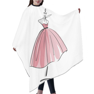 Personality  Red Dress On Mannequin. Illustration On White Background. Hair Cutting Cape
