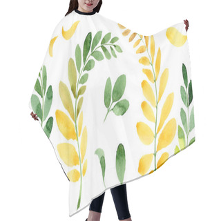 Personality  Autumn Leaf Of Acacia In A Hand Drawn Watercolor Style Isolated. Hair Cutting Cape