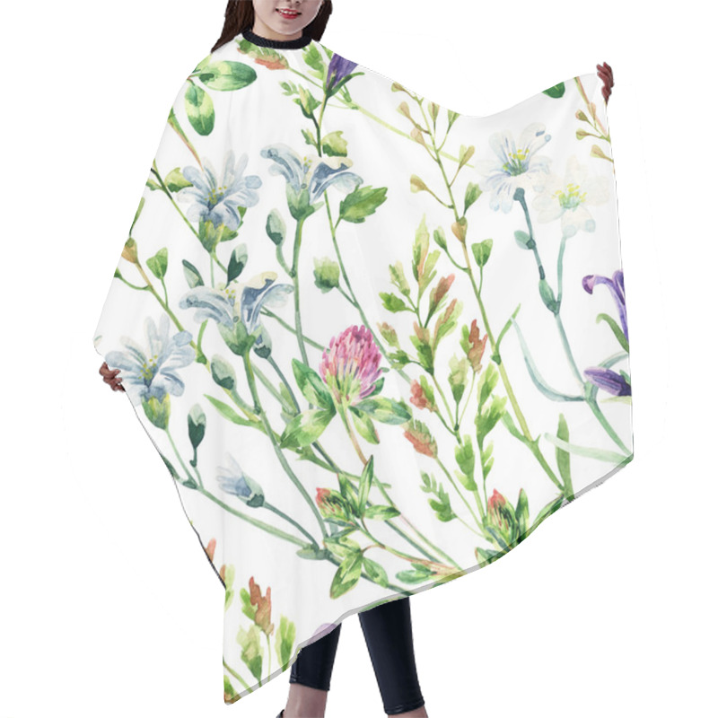 Personality  Watercolor Wild Flowers Seamless Pattern. Hair Cutting Cape