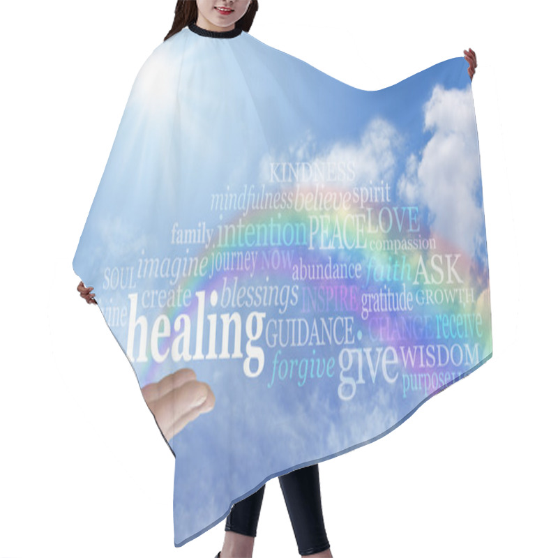 Personality  Healing Rainbow Sky Word Cloud Hair Cutting Cape