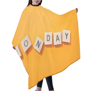 Personality  Top View Of Wooden Blocks With Letters On Orange Surface Hair Cutting Cape