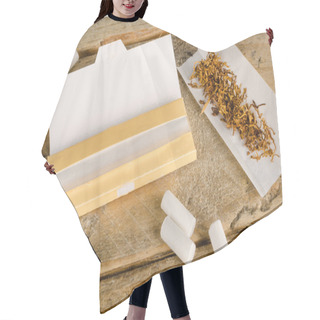 Personality  Rolling Cigarettes On Wooden Table Hair Cutting Cape