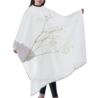 Personality  Branches With Tiny Blooming Flowers In Vase On White Background Hair Cutting Cape