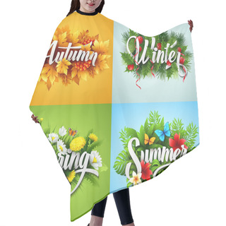 Personality  Four Seasons  Typographic Banner. Vector Illustration Hair Cutting Cape