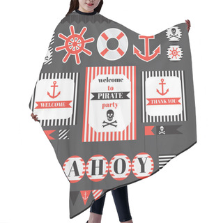 Personality  Printable Set Of Vintage Pirate Party Elements.  Hair Cutting Cape