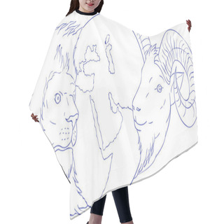 Personality  Lion Ram Globe Middle East Drawing Hair Cutting Cape